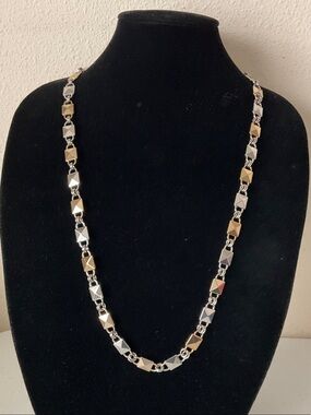 Two-Tone Gold and Silver Tone Pyramid Link Necklace